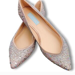 NIB Rhinestone Betsey Johnson Sz 11 Sparkling Ballet Flats